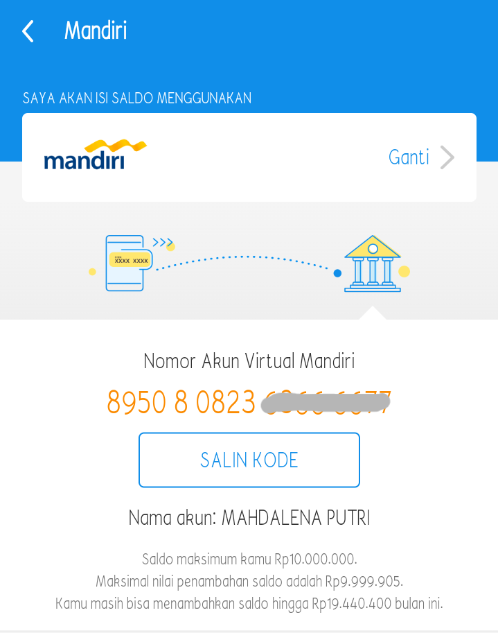 kode virtual top up dana ke bank mandiri