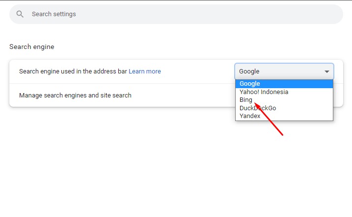 Cara ganti search engine di chrome