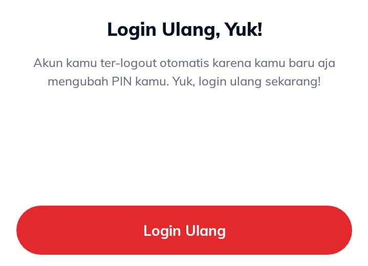 Login kembali di aplikasi linkaja