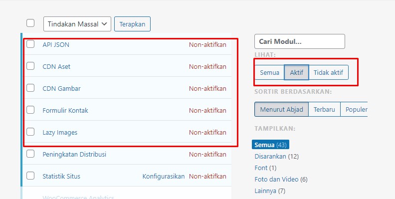 Cara Buat Plugin Jetpack Ringan Di Wordpress 7 matikan fitur yang tidak dipakai