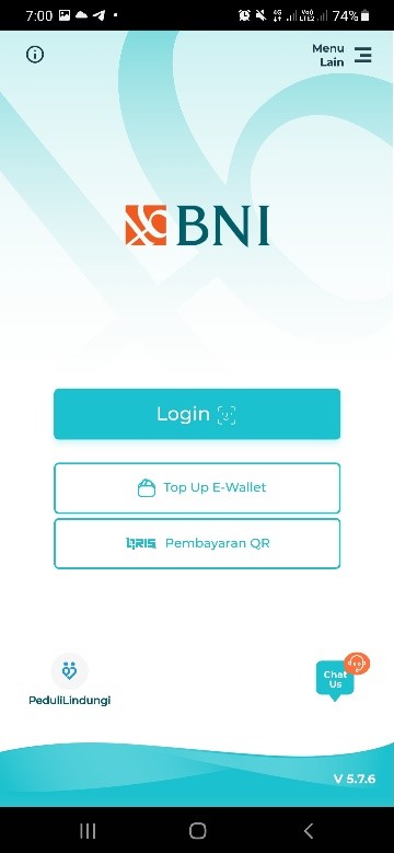 Buka aplikasi BNI Mobile Banking lalu Login