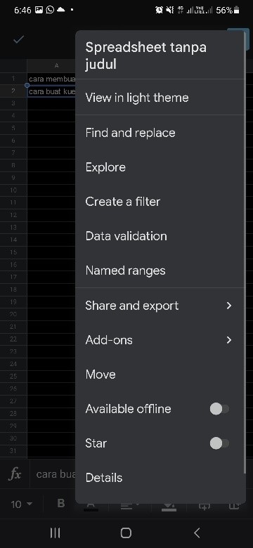 Bagikan dan share hasil google spreadsheet