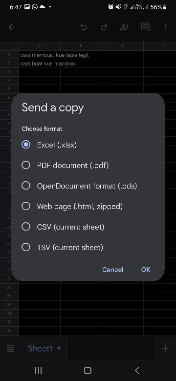 Pilih jenis extensi file yang akan disimpan 