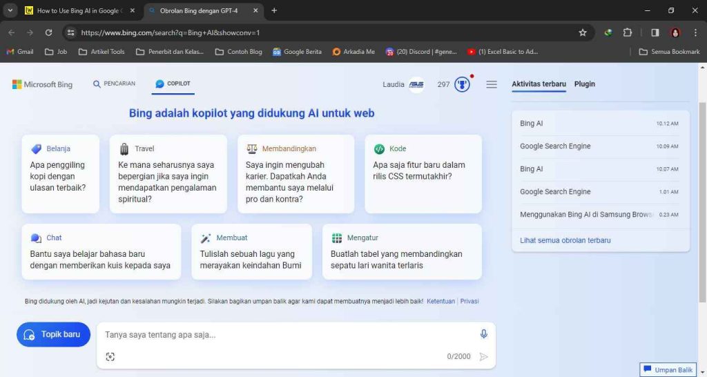 Menggunakan Bing AI di PC dan Android
