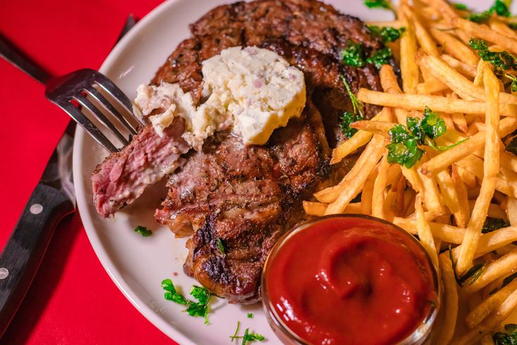 Classic Classic Steak Frites Recipe with Blue Cheese Shallot Butter