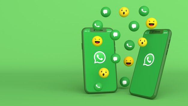 Desenho 3d de dois telefones com icones pop up do whatsapp Foto Premium