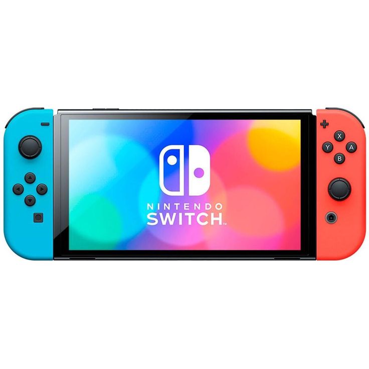 Nintendo Switch OLED with Neon Red Blue Joy Con Nebraska Furniture Mart