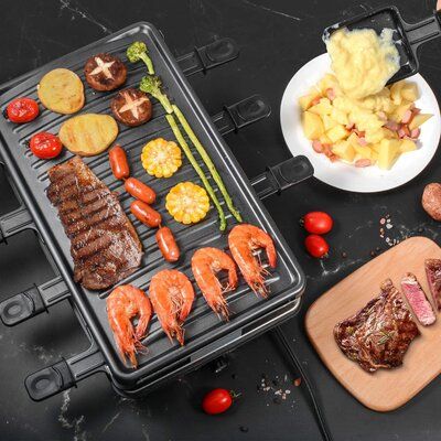 Raclette Table Grill Korean BBQ Grill Electric Indoor Cheese Raclette Removable Non Stick Surface Temperature Control Dishwasher Safe 1200W