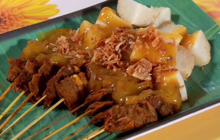Sate Padang Beef Satay with spicy sauce Indonesia food