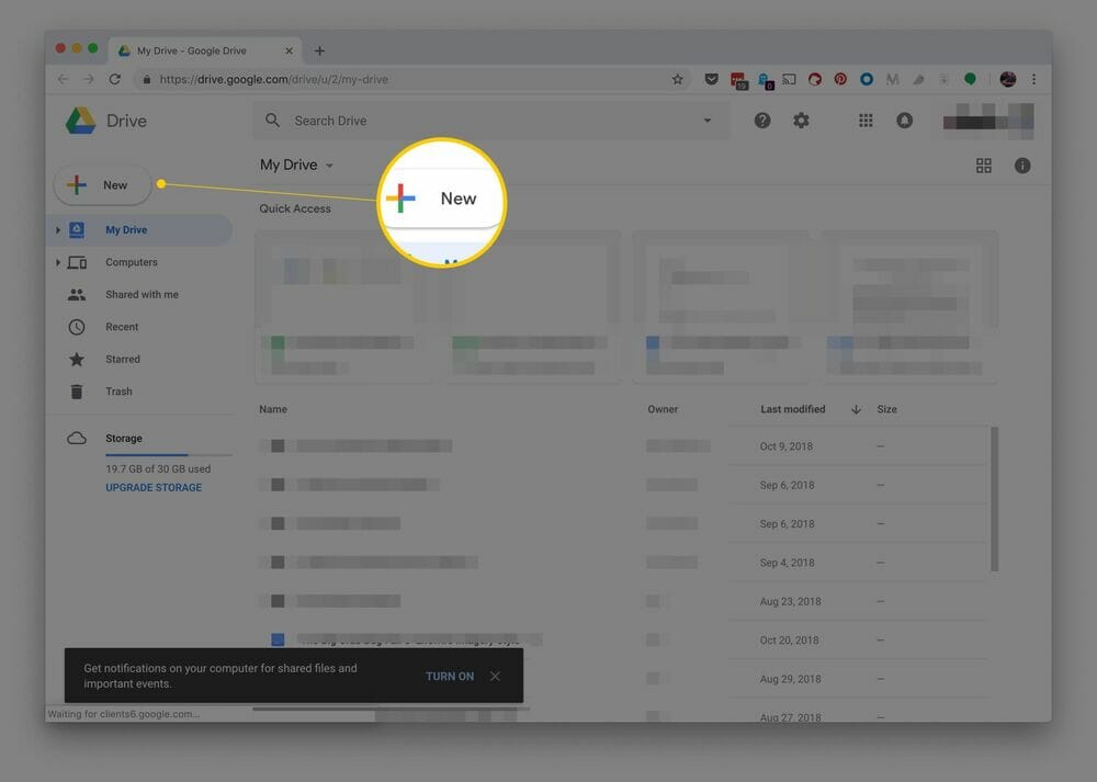 akses Google Drive membuat lembar kerja baru